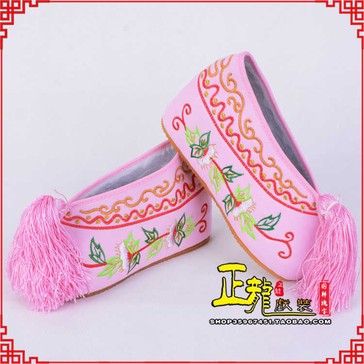 平武花旦鞋女绣花彩鞋 舒适款草花内高彩鞋