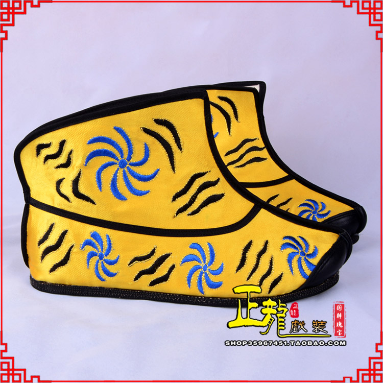 平武.美猴王靴子虎纹靴金黄快靴 猴鞋